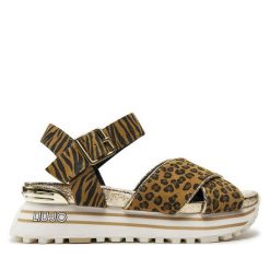 Sandały Liu Jo. Brązowe sandały Liu Jo, bez wzorów, bez obcasa, na koturnie, bez zapięcia. Za 459.99 zł.