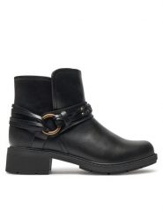 Clarks Botki Hearth Kaylie 26179613 Czarny. Czarne botki Clarks, bez wzorów, ze skóry, bez obcasa, na płaskiej podeszwie, bez zapięcia. Za 259.99 zł.