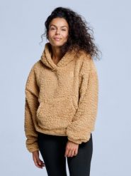 Bluza z kapturem Fluffy - damska - na cztery pory roku - Teddy - Ciepły piasek. Brązowe bluzy POEDERBAAS, xl, bez wzorów, z materiału, eleganckie, bez ramiączek, z kapturem. Za 199.42 zł.