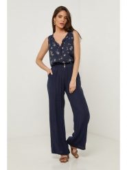 Le Monde du Lin Lniane spodnie w kolorze granatowym rozmiar: 38/40. Niebieskie spodnie materiałowe Le Monde du Lin, bez wzorów, ze lnu. Za 143.99 zł.