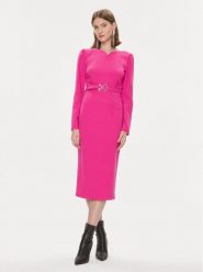 Nissa Sukienka koktajlowa RZ14405 Różowy Slim Fit. Czerwone sukienki Nissa, bez wzorów, z syntetyku, wizytowe, bez kołnierzyka, bez ramiączek. Za 849.99 zł.