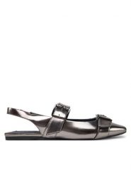 KARL LAGERFELD Sandały Konnie KL40186A Srebrny. Szare sandały KARL LAGERFELD, bez wzorów, ze skóry, bez obcasa, na płaskiej podeszwie, bez zapięcia. Za 819.99 zł.