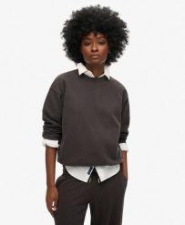 Bluza z luźnym krojem i logo. Czarne bluzy Superdry, bez wzorów, z bawełny, bez ramiączek, bez kaptura. Za 344.35 zł.