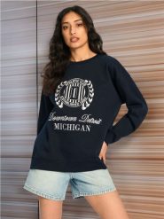 Bluza z długim rękawem - granatowy. Niebieskie bluzy Sinsay, l, bez wzorów, bez ramiączek, bez kaptura. Za 33.99 zł.