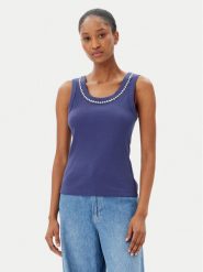 Marella Top Dede 2515941032 Granatowy Regular Fit. Niebieskie topy Marella, m, bez wzorów, z bawełny, bez kołnierzyka, bez ramiączek. Za 349.99 zł.