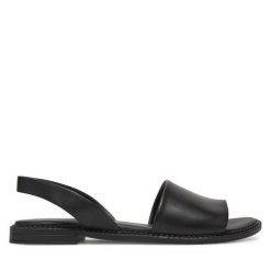 Sandały Lasocki. Czarne sandały Lasocki, bez wzorów, bez obcasa, na płaskiej podeszwie, bez zapięcia. Za 139.99 zł.