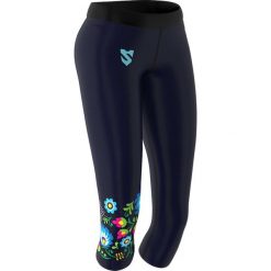 Legginsy fitness 3/4 damskie Smmash Folk. Niebieskie legginsy SMMASH, bez wzorów, sportowe. Za 129.90 zł.