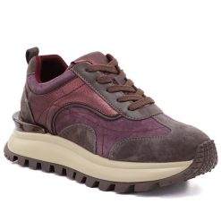 Skórzane półbuty sneakersy na platformie burgundowe Artiker 59C0009. Czerwone półbuty wsuwane Artiker, bez wzorów, ze skóry, bez obcasa, na platformie. Za 339.99 zł.