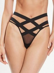 Bluebella Stringi Emilia 40247 Czarny. Czarne stringi BlueBella, bez wzorów, z syntetyku. Za 79.99 zł.