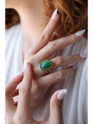 Pierres delicates Pozłacany pierścionek z agatem i cyrkoniami rozmiar: onesize. Żółte pierścionki Pierres delicates, z agatem, pozłacane. Za 100.75 zł.