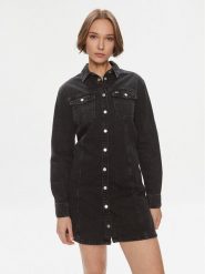 Tommy Jeans Sukienka jeansowa AlineDW0DW17209 Czarny Regular Fit. Czarne sukienki Tommy Jeans, xxs, bez wzorów, z bawełny, bez kołnierzyka, bez ramiączek. Za 379.99 zł.