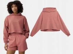 BLUZA DAMSKA 4F DRESOWA Z KAPTUREM CROP-TOP TSWSF244 KOLOR RÓŻOWY. Czerwone bluzy z kapturem 4f, l, bez wzorów, z bawełny, z kapturem, do biegania. Za 59.90 zł.