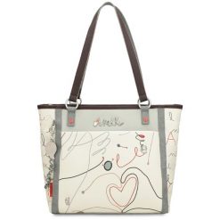 Biała Duża Damska Torebka Anekke. Białe shopper bag Anekke, bez wzorów, z materiału, na ramię, duże, bez dodatków. Za 449.00 zł.