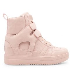 Botki JENNY. Czerwone botki Jenny, bez wzorów, bez obcasa, na koturnie, bez zapięcia. Za 135.99 zł.