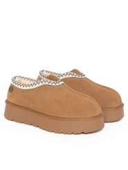 Gooce Skórzane botki zimowe "Wael" w kolorze jasnobrązowym rozmiar: 41. Brązowe botki Gooce, bez wzorów, z wełny, bez obcasa, na platformie, bez zapięcia. Za 165.99 zł.