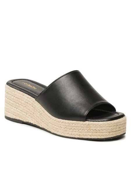 DeeZee Espadryle HRT220719 Czarny. Czarne espadryle DeeZee, bez wzorów, ze skóry, bez obcasa. Za 129.99 zł.