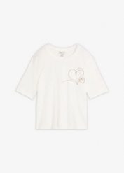 T-shirt z czystej bawełny organicznej. Białe t-shirty bonprix, bez wzorów, z bawełny, bez kołnierzyka, bez ramiączek. Za 79.99 zł.
