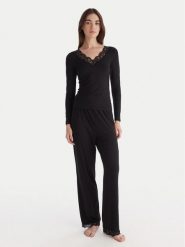 Hunkemöller Piżama Nana 302674 Czarny Regular Fit. Czarne piżamy Hunkemöller, xs, bez wzorów, bez kołnierzyka, bez ramiączek. Za 189.99 zł.