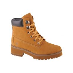 Trapery damskie, Timberland Carnaby Cool 6 In Boot. Brązowe traperki Timberland, bez wzorów, z materiału, sportowe, bez obcasa, bez zapięcia. Za 549.99 zł.