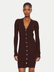 Pinko Sukienka dzianinowa Riserva 104017 A15S Brązowy Regular Fit. Brązowe sukienki Pinko, m, bez wzorów, z dzianiny, bez kołnierzyka, bez ramiączek. Za 729.99 zł.