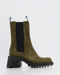 ZIELONE BOTKI M547M3 CAM KHAKY. Zielone botki Venezia, bez wzorów, ze skóry, bez obcasa, bez zapięcia. Za 399.00 zł.
