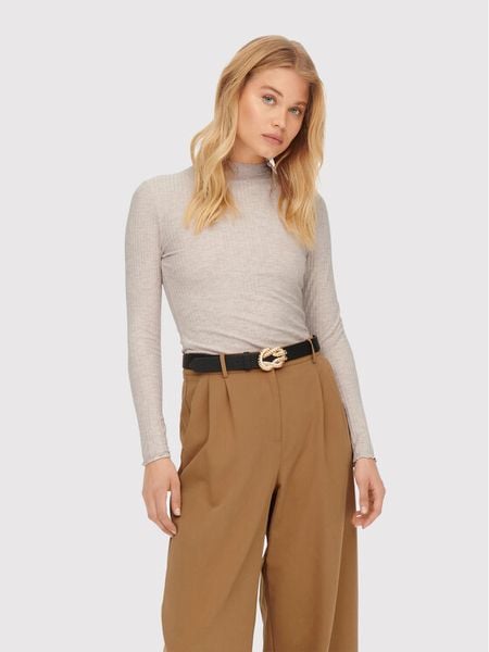 ONLY Bluzka Emma 15180040 Beżowy Slim Fit. Brązowe bluzki ONLY, m, bez wzorów, z wiskozy, bez kołnierzyka, bez ramiączek. Za 69.99 zł.