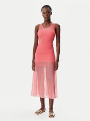 PINKO Sukienka dzianinowa 104802 A2GJ Koralowy Regular Fit. Pomarańczowe sukienki Pinko, s, bez wzorów, z dzianiny, bez kołnierzyka, bez ramiączek. Za 819.99 zł.