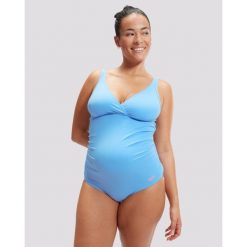 Damski kostium kąpielowy 1-częściowy Speedo V Neck Maternity U Back. Niebieskie stroje jednoczęściowe Speedo, bez wzorów, sportowe. Za 259.00 zł.