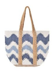 BLE Shopper bag w kolorze biało-niebieskim - 40 x 31 cm rozmiar: onesize. Białe shopper bag BLE, bez wzorów, z materiału, na ramię, bez dodatków. Za 80.52 zł.