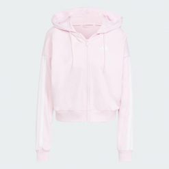 Bluza z kapturem Essentials 3-Stripes French Terry Full-Zip. Białe bluzy adidas, s, bez wzorów, z materiału, bez ramiączek, z kapturem. Za 259.00 zł.