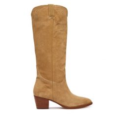 Kozaki LAUREN RALPH LAUREN. Brązowe kozaki Lauren Ralph Lauren, bez wzorów, bez obcasa, na słupku, bez zapięcia. Za 1,499.00 zł.
