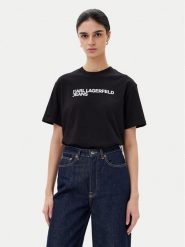 KARL LAGERFELD T-Shirt A1W17005 Czarny Relaxed Fit. Czarne t-shirty KARL LAGERFELD, s, bez wzorów, z bawełny, bez kołnierzyka, bez ramiączek. Za 189.99 zł.