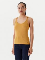 Morgan Top 251-DIDONI Żółty Slim Fit. Żółte topy Morgan, m, bez wzorów, z wiskozy, bez kołnierzyka, bez ramiączek. Za 139.99 zł.
