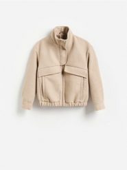 Kurtka oversize - beżowy. Brązowe kurtki Reserved, l, bez wzorów, z tkaniny, bez kaptura. Za 279.99 zł.