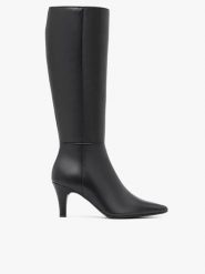 Czarne kozaki na szpilce. Czarne kozaki Ryłko, bez wzorów, ze skóry, eleganckie, bez obcasa, na szpilce, bez zapięcia. Za 749.99 zł.