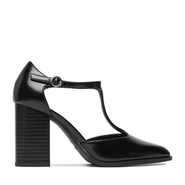 Półbuty JENNY. Czarne półbuty wsuwane Jenny, bez wzorów, bez obcasa, na obcasie. Za 149.99 zł.