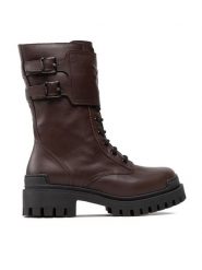 Pinko Trapery Cumino Bootie 1H2135 A072 Brązowy. Brązowe traperki Pinko, bez wzorów, ze skóry, bez obcasa, bez zapięcia. Za 1,749.00 zł.