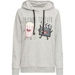 Bluza z kapturem bonprix jasnoszary melanż z nadrukiem. Bluzy marki INOVIK. Za 89.99 zł.