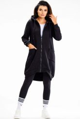 Długa bluza damska z kapturem i kieszeniami czarna. Czarne bluzy Infinite You, l, bez wzorów, z bawełny, z kapturem. Za 299.00 zł.