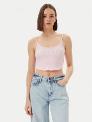 Guess Top V5GP16 K8RT2 Różowy Regular Fit. Czerwone topy Guess, m, z aplikacjami, z wiskozy, bez kołnierzyka, bez ramiączek. Za 99.99 zł.