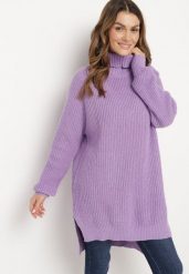 Fioletowy Klasyczny Golf Vittara. Fioletowe swetry Born2be, m, z aplikacjami, z jeansu, eleganckie, bez ramiączek. W wyprzedaży za 67.99 zł.