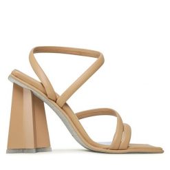 Sandały Chiara Ferragni. Brązowe sandały Chiara Ferragni, bez wzorów, bez obcasa, na słupku, bez zapięcia. Za 1,119.00 zł.