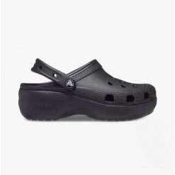 Klapki damskie Crocs CLASSIC PLATFORM CLOG. Czarne klapki Crocs, bez wzorów, sportowe, bez obcasa, bez zapięcia. W wyprzedaży za 229.00 zł.