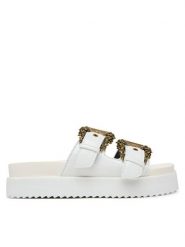 Versace Jeans Couture Klapki 80VA3SM1 ZS190 3 Biały. Białe klapki Versace Jeans Couture, bez wzorów, z jeansu, bez obcasa, bez zapięcia. Za 839.99 zł.