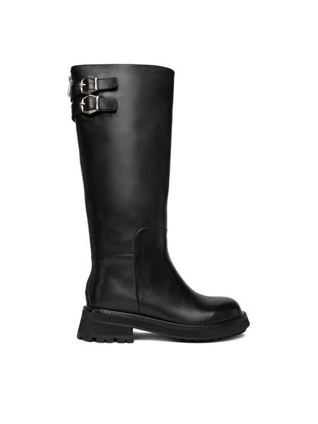 Badura Kozaki EO-ARIANA-283-313-1 Czarny. Czarne kozaki Badura, bez wzorów, ze skóry, bez obcasa, na płaskiej podeszwie, bez zapięcia. Za 479.99 zł.
