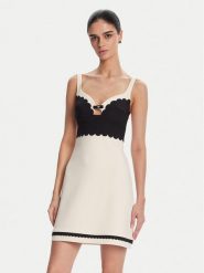 Elisabetta Franchi Sukienka koktajlowa AB70352E2 Beżowy Regular Fit. Brązowe sukienki Elisabetta Franchi, bez wzorów, z syntetyku, wizytowe, bez kołnierzyka, bez ramiączek. Za 1,979.00 zł.
