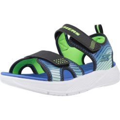 Sandały SKECHERS MICROSPEC-SPLASH Niebieski. Czarne sandały Skechers, bez wzorów, z materiału, klasyczne, bez obcasa, bez zapięcia. Za 179.00 zł.