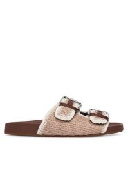 Weekend Max Mara Klapki 2615521055600 Beżowy. Brązowe klapki Weekend Max Mara, bez wzorów, z materiału, bez obcasa, bez zapięcia. Za 1,259.00 zł.
