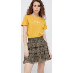 Pepe Jeans spódnica kolor zielony mini rozkloszowana. Zielone spódnice Pepe Jeans, l, bez wzorów, z jeansu, mini, rozkloszowane. W wyprzedaży za 208.99 zł.