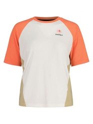 Maloja Koszulka funkcyjna "DambelM." w kolorze biało-pomarańczowo-beżowym rozmiar: S. Białe t-shirty sportowe Maloja, s, bez wzorów, z materiału, bez ramiączek, outdoorowe. Za 140.53 zł.